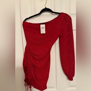 Windsor Red Elegant Red Off-Shoulder Dress